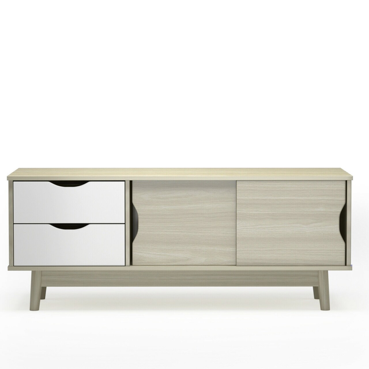 Engineered Wood TV Console Cabinet with Drawers and Sliding Doors